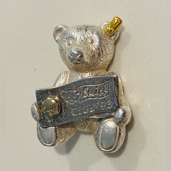 1993 Steiff Club Sterling Silver/Gold Teddy Bear Pin - Picture 1 of 7